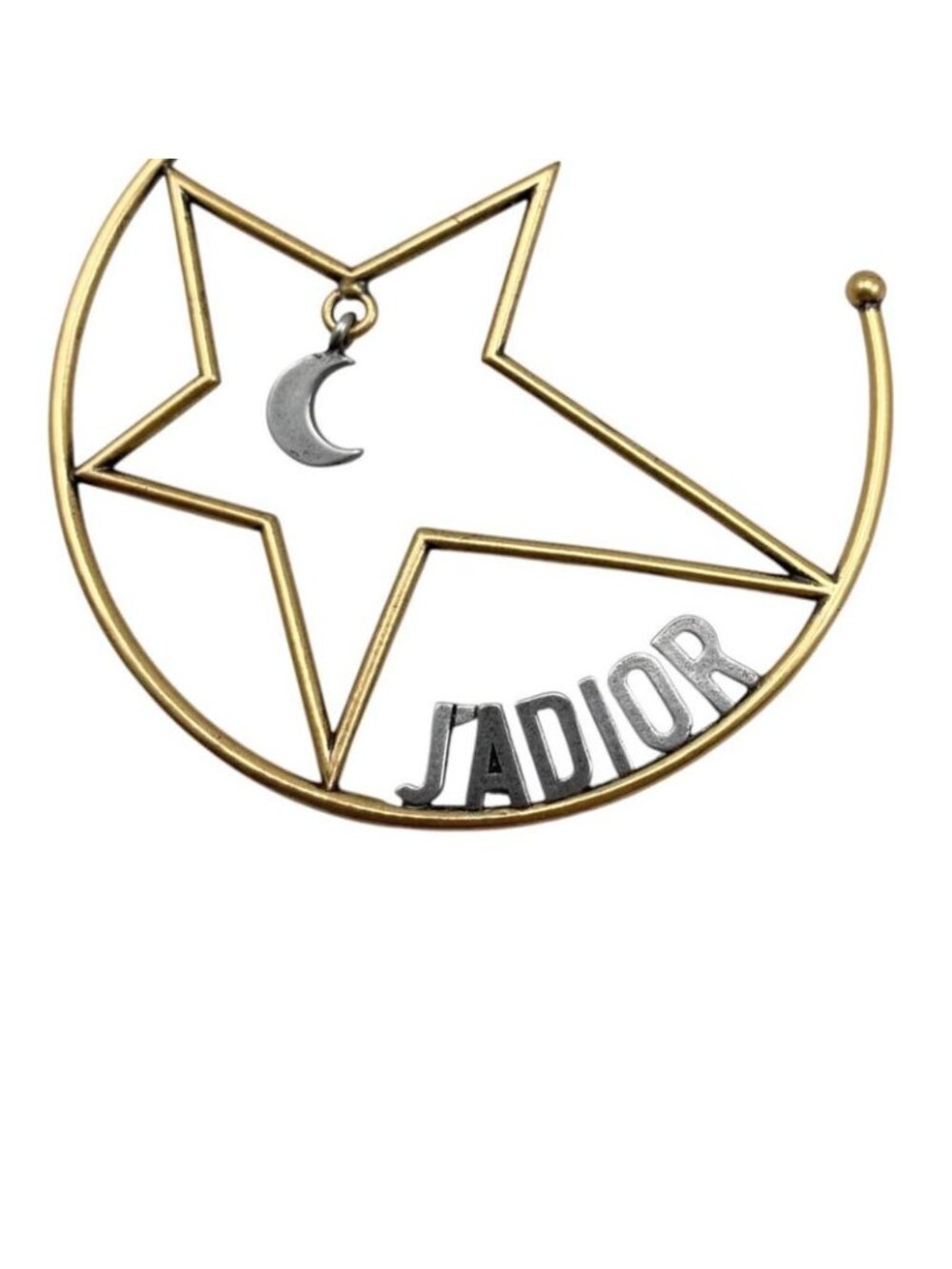 Dior Hoop Earrings Star Moon Crescent Logo Gold - Picture 4 of 14